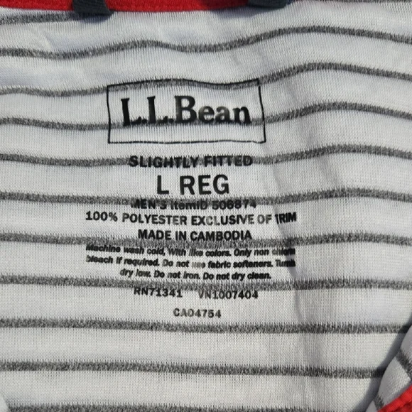 L.L. Bean Striped Gray and Red Shirt - Picture 2 of 3